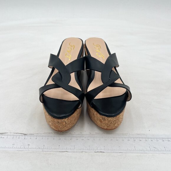 FOWT Fashion Almond Toe Cross Strap Slide Sandals Slip on Platform High Wedge H - Picture 3 of 7